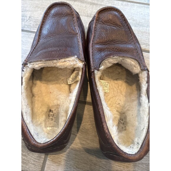 Ugg Men’s Driving Moc Slipper Size 12 Shearling Brown Leather main image 11
